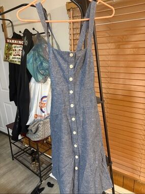 Madewell Chambray Button-Front Midi Dress in Heathered Blue